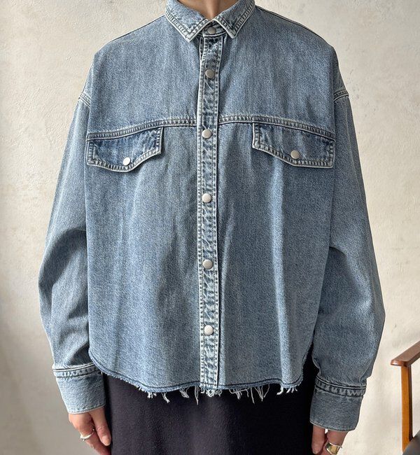  「【セットアップ可能】デニムショートシャツ」|シャツ・ブラウス|