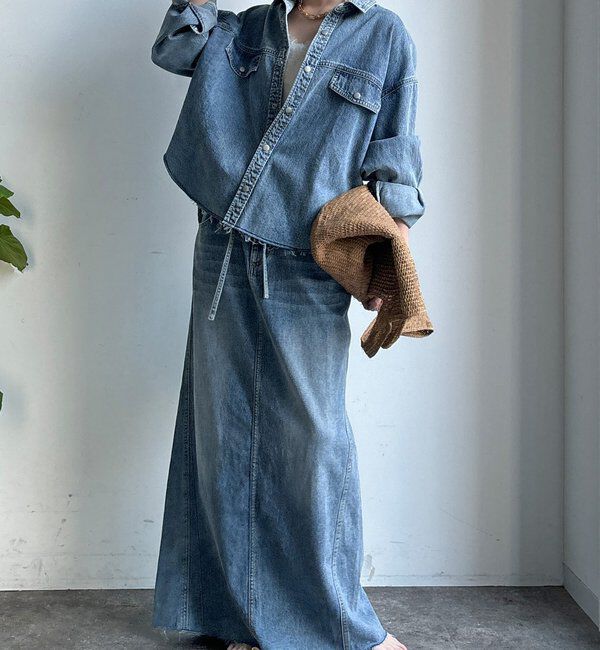  「【セットアップ可能】デニムショートシャツ」|シャツ・ブラウス|