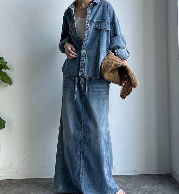  「【セットアップ可能】デニムショートシャツ」|シャツ・ブラウス|