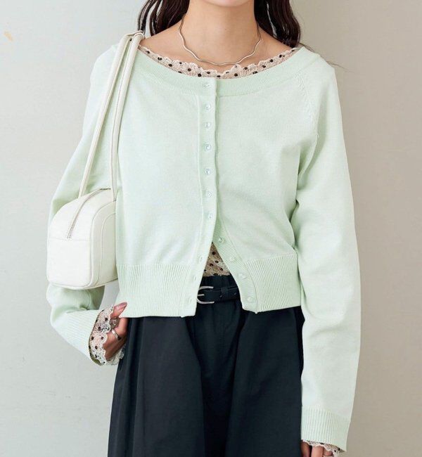  「ワイドネッククリアボタンカーディガン」|カーディガン|
