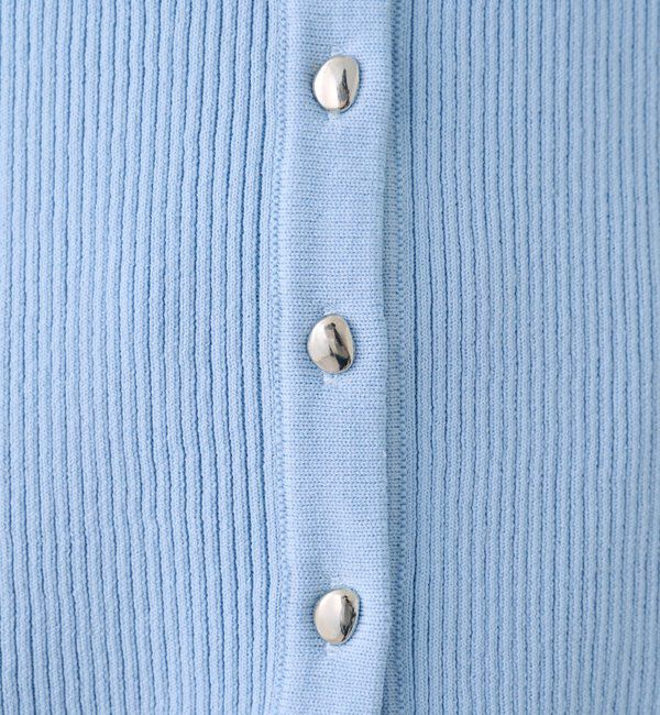  「袖チュール付きリブカーディガン」|カーディガン|