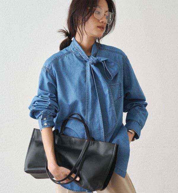  「ライトデニムボウタイブラウス」|シャツ・ブラウス|