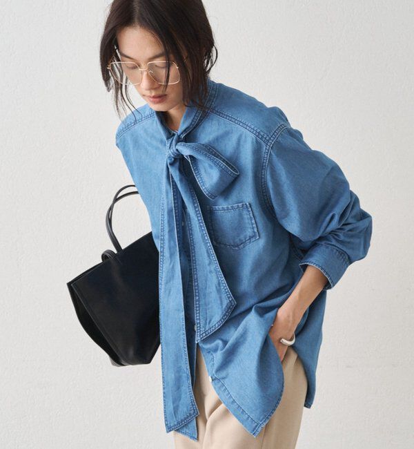  「ライトデニムボウタイブラウス」|シャツ・ブラウス|