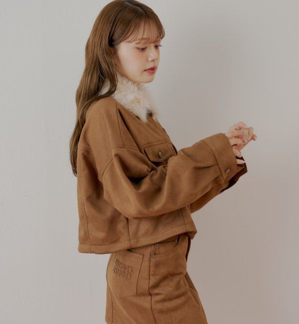  「【WEB限定】ファー取り外し胸ロゴショート丈ブルゾン」|ブルゾン・スタジャン|