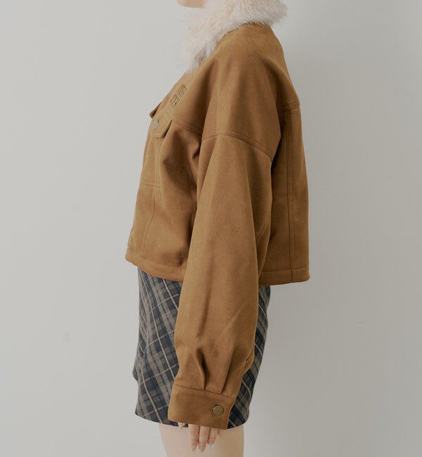  「【WEB限定】ファー取り外し胸ロゴショート丈ブルゾン」|ブルゾン・スタジャン|