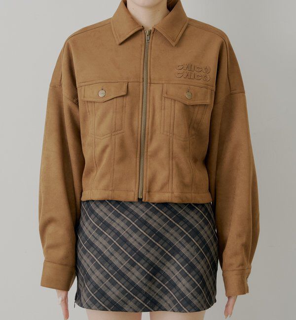  「【WEB限定】ファー取り外し胸ロゴショート丈ブルゾン」|ブルゾン・スタジャン|