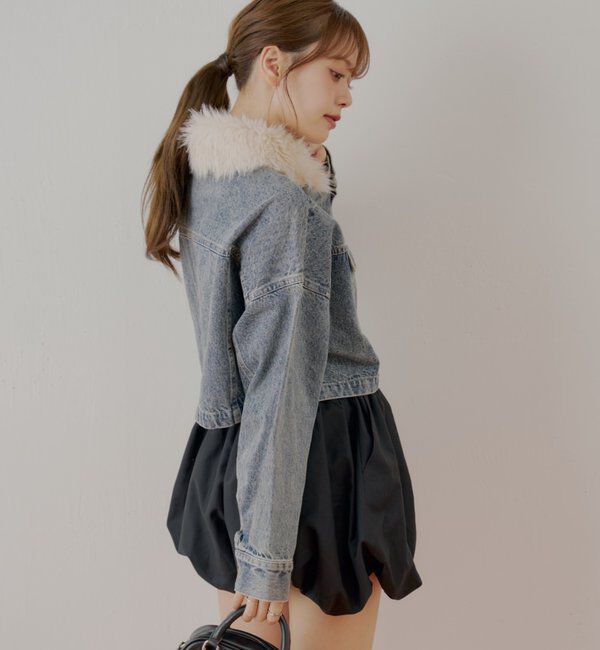  「【WEB限定】ファー取り外し胸ロゴショート丈ブルゾン」|ブルゾン・スタジャン|