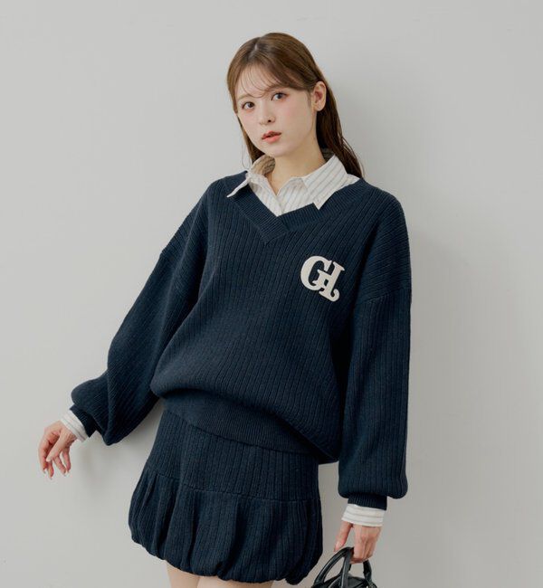  「ブローチ付きストライプルーズシャツ」|シャツ・ブラウス|