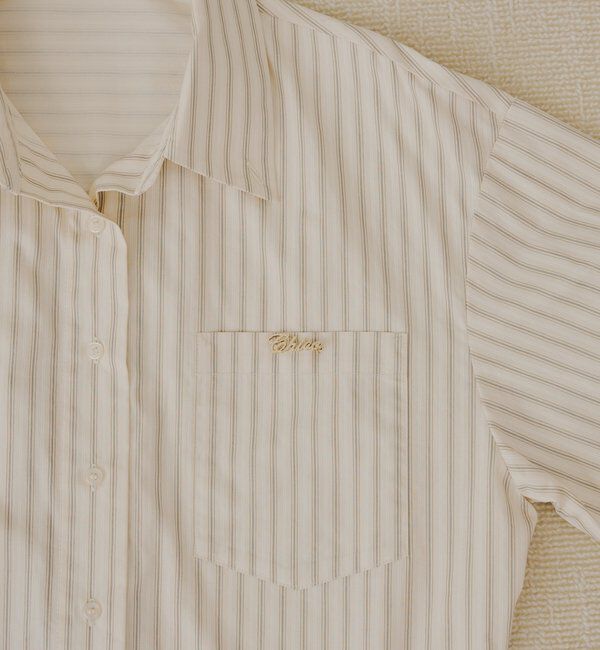  「ブローチ付きストライプルーズシャツ」|シャツ・ブラウス|