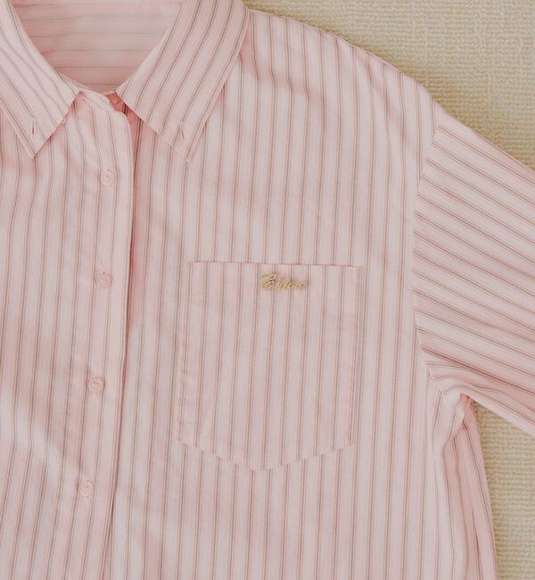  「ブローチ付きストライプルーズシャツ」|シャツ・ブラウス|