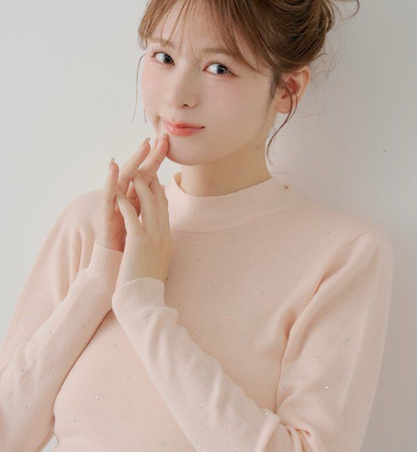  「【SALON by Chico】ラインストーンバック開きリボンニット」|ニット・セーター|