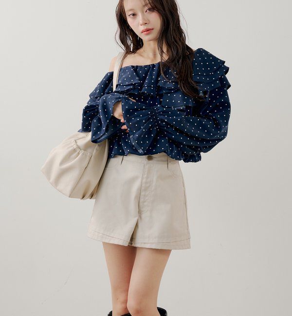  「【セットアップ対応】コンパクトレイヤードショートパンツ」|チノ|アイボリー