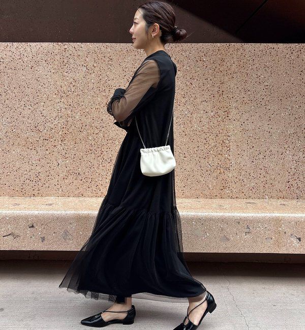  「【オケージョン/サイズ展開あり/人気につき再販】チュールハイネックワンピース」|ワンピース|