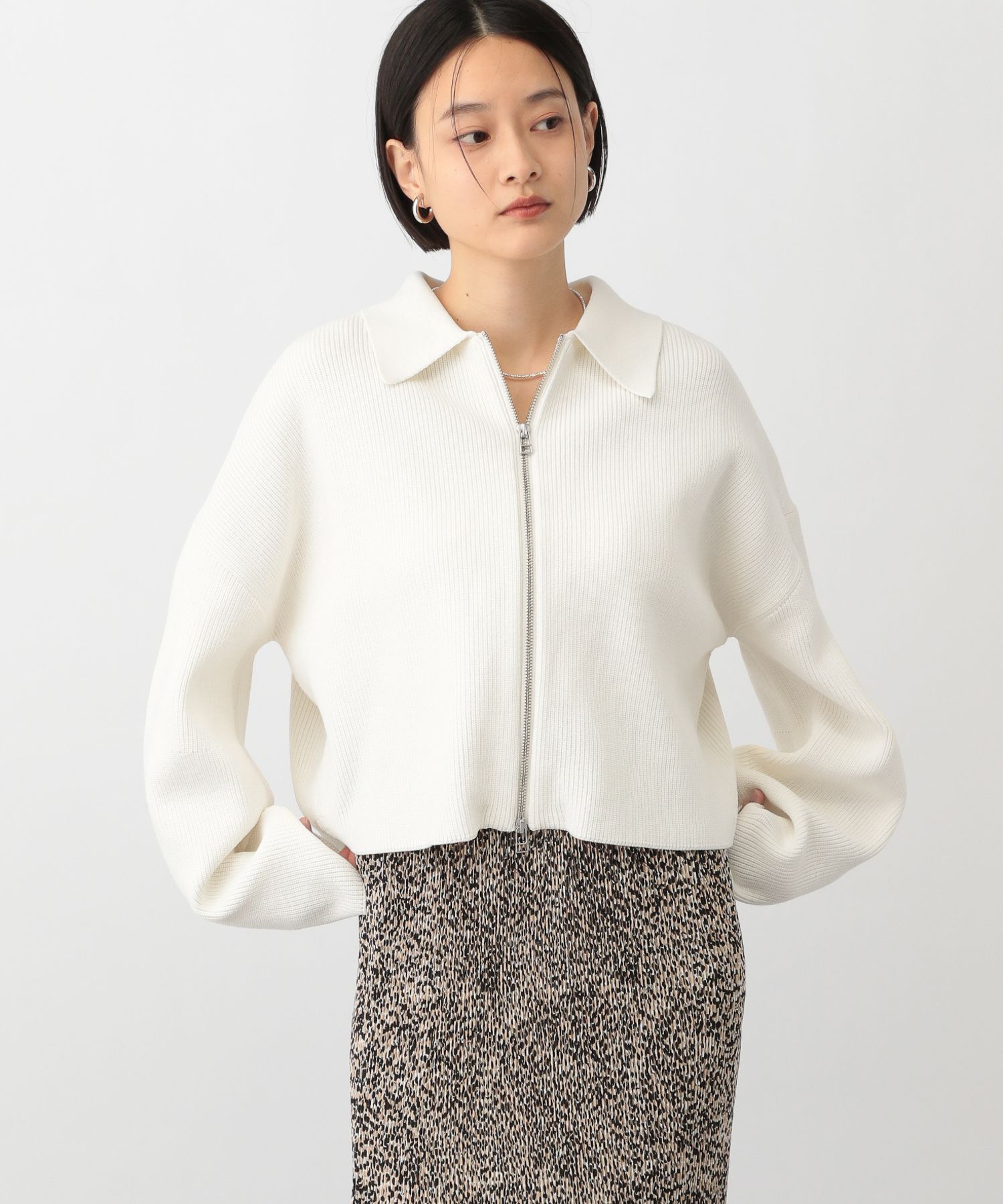 A part by 「エリZIPニットカーディガン」|ニット・セーター|ナチュラル