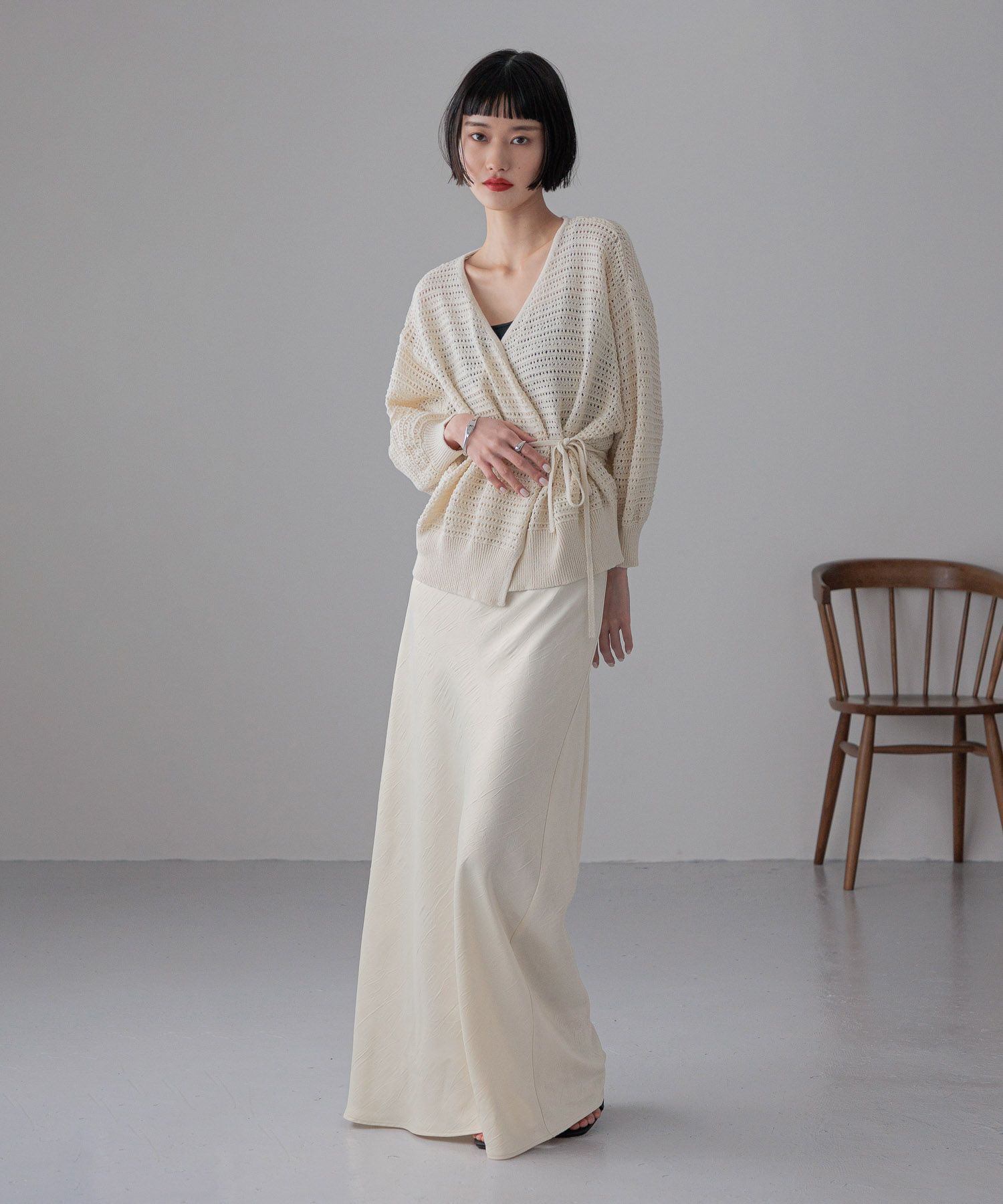 LOWRYS FARM「ストレッチサテンスカート」|スカート|