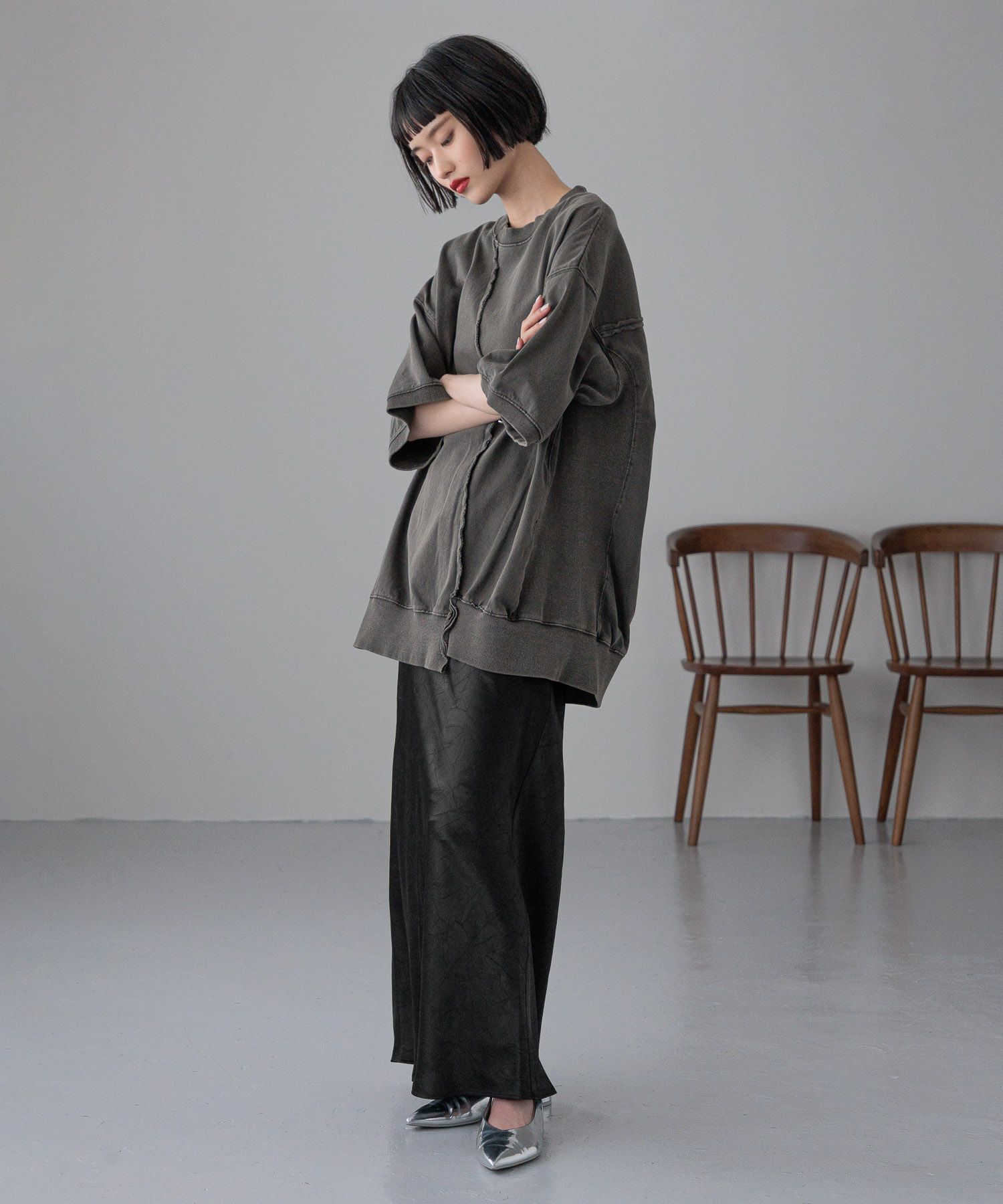 LOWRYS FARM「ストレッチサテンスカート」|スカート|