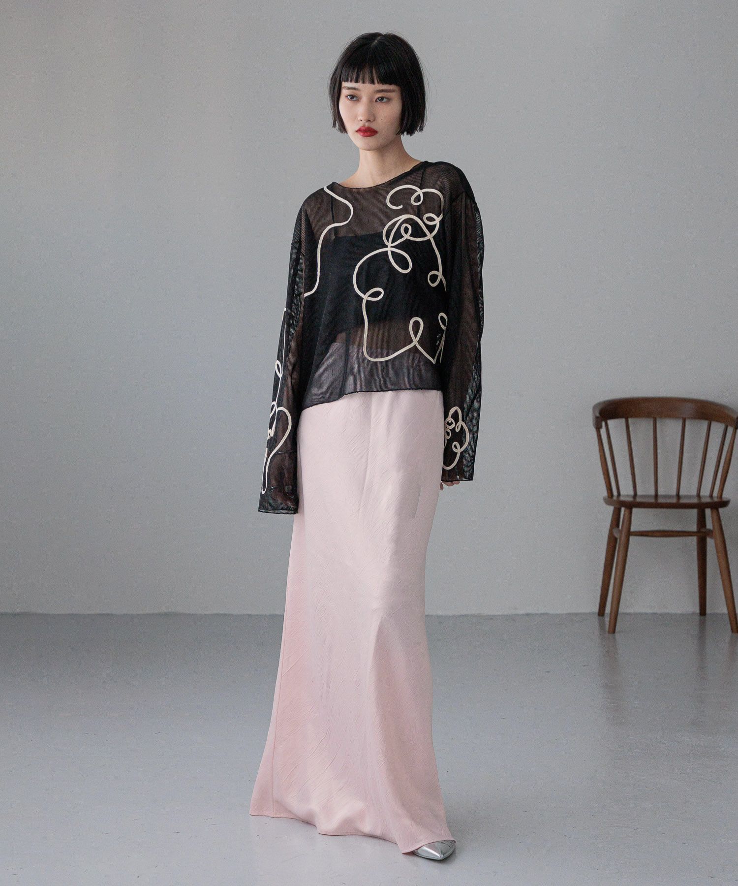 LOWRYS FARM「ストレッチサテンスカート」|スカート|