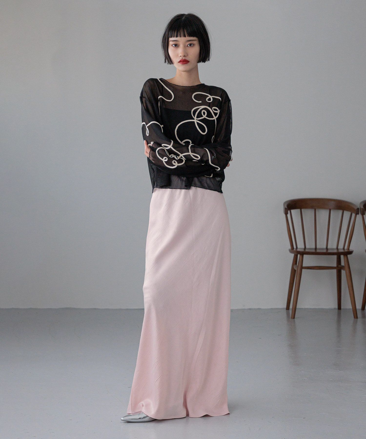 LOWRYS FARM「ストレッチサテンスカート」|スカート|