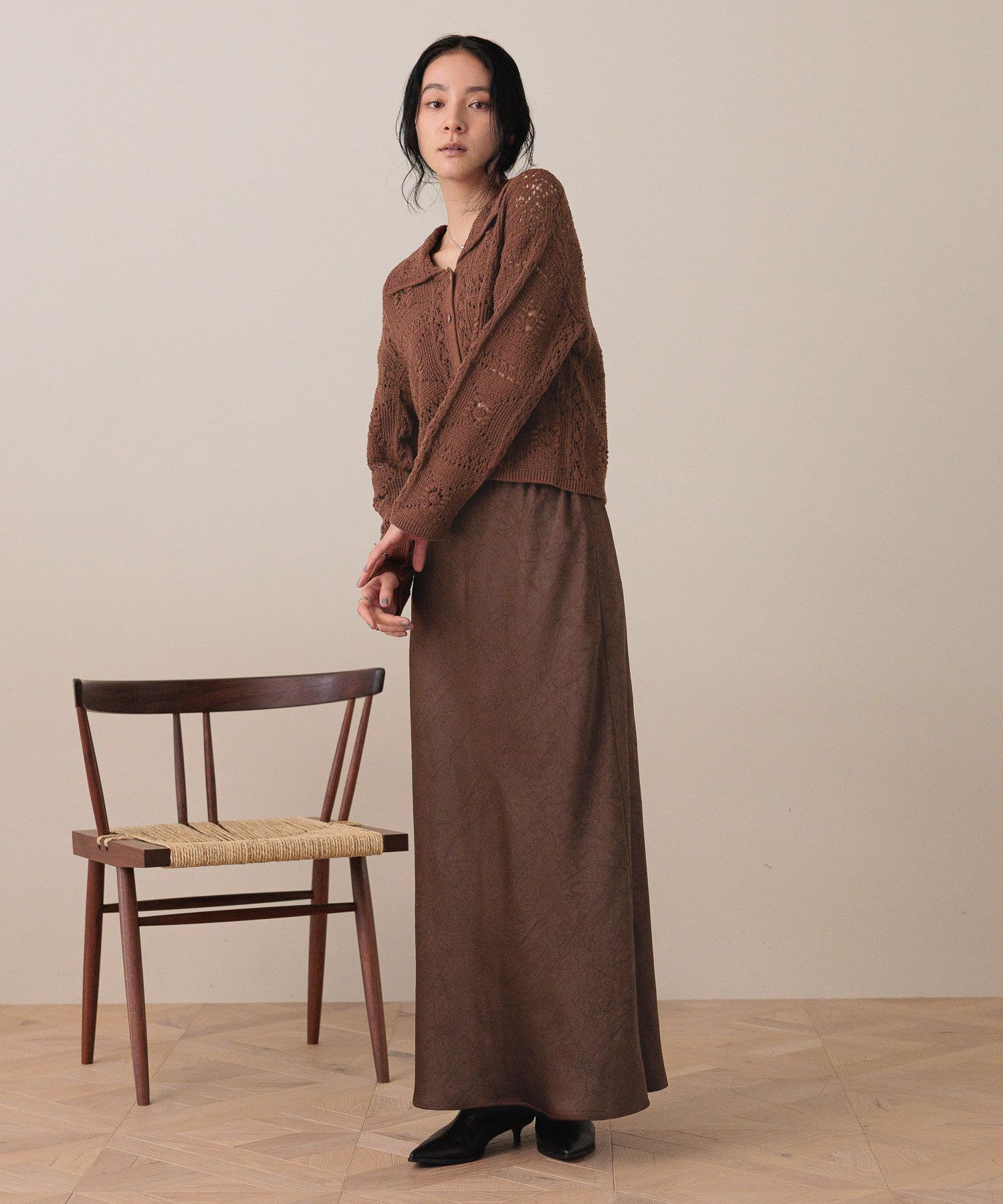 LOWRYS FARM「ストレッチサテンスカート」|スカート|