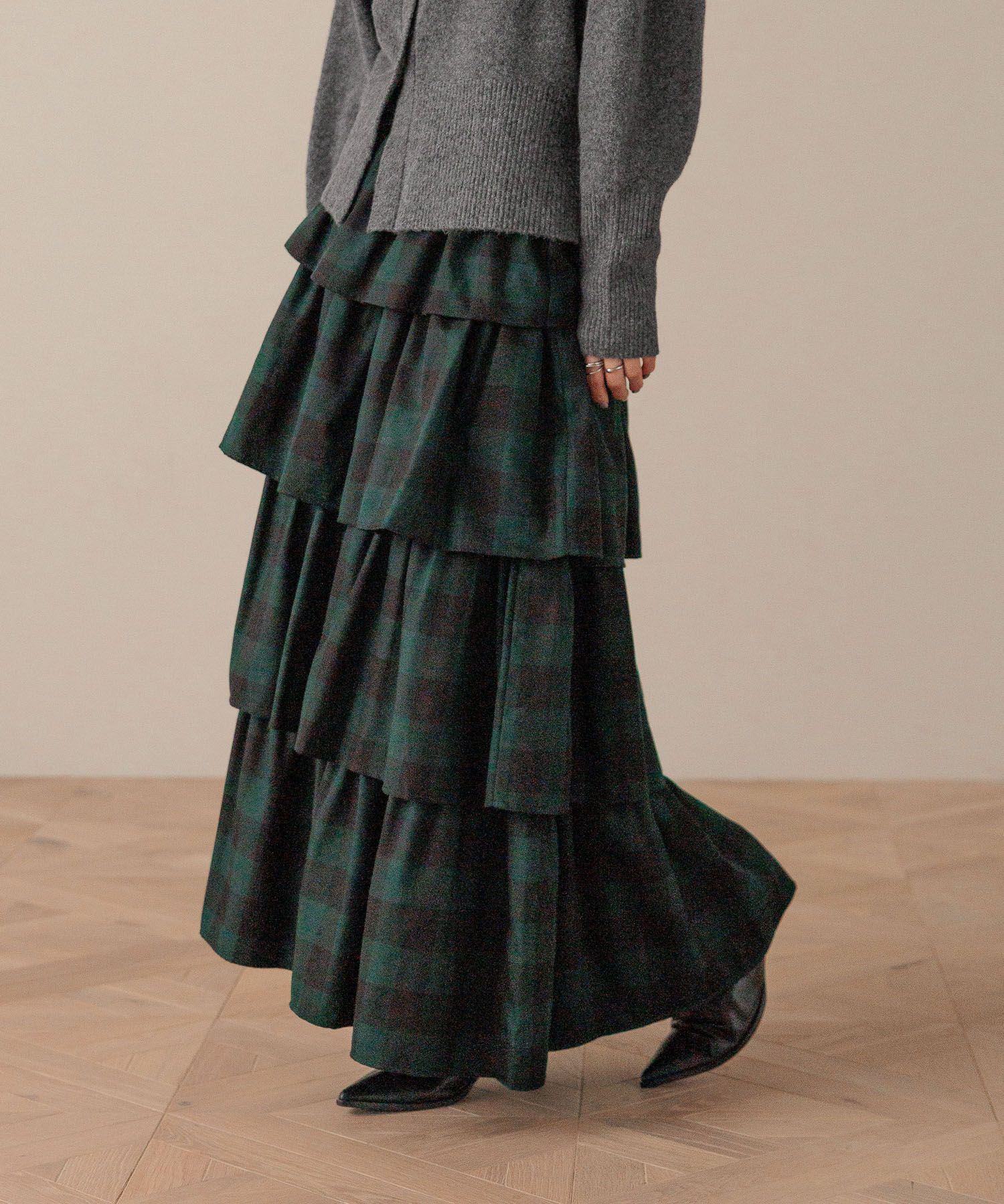 LOWRYS FARM「チェックティアードスカート」|スカート|GRN