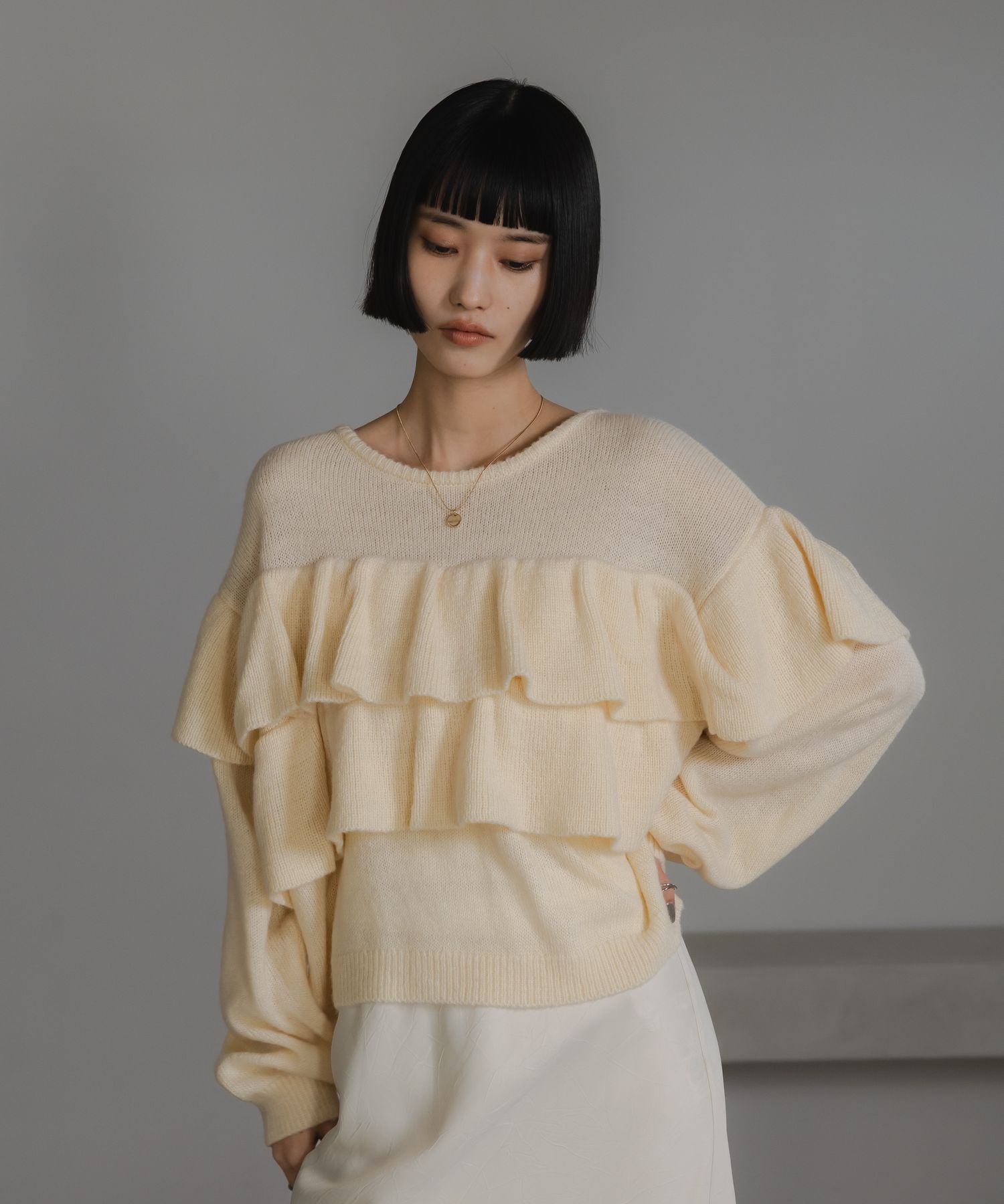 LOWRYS FARM「フリルニットプルオーバーＬＳ」|ニット・セーター|NTL