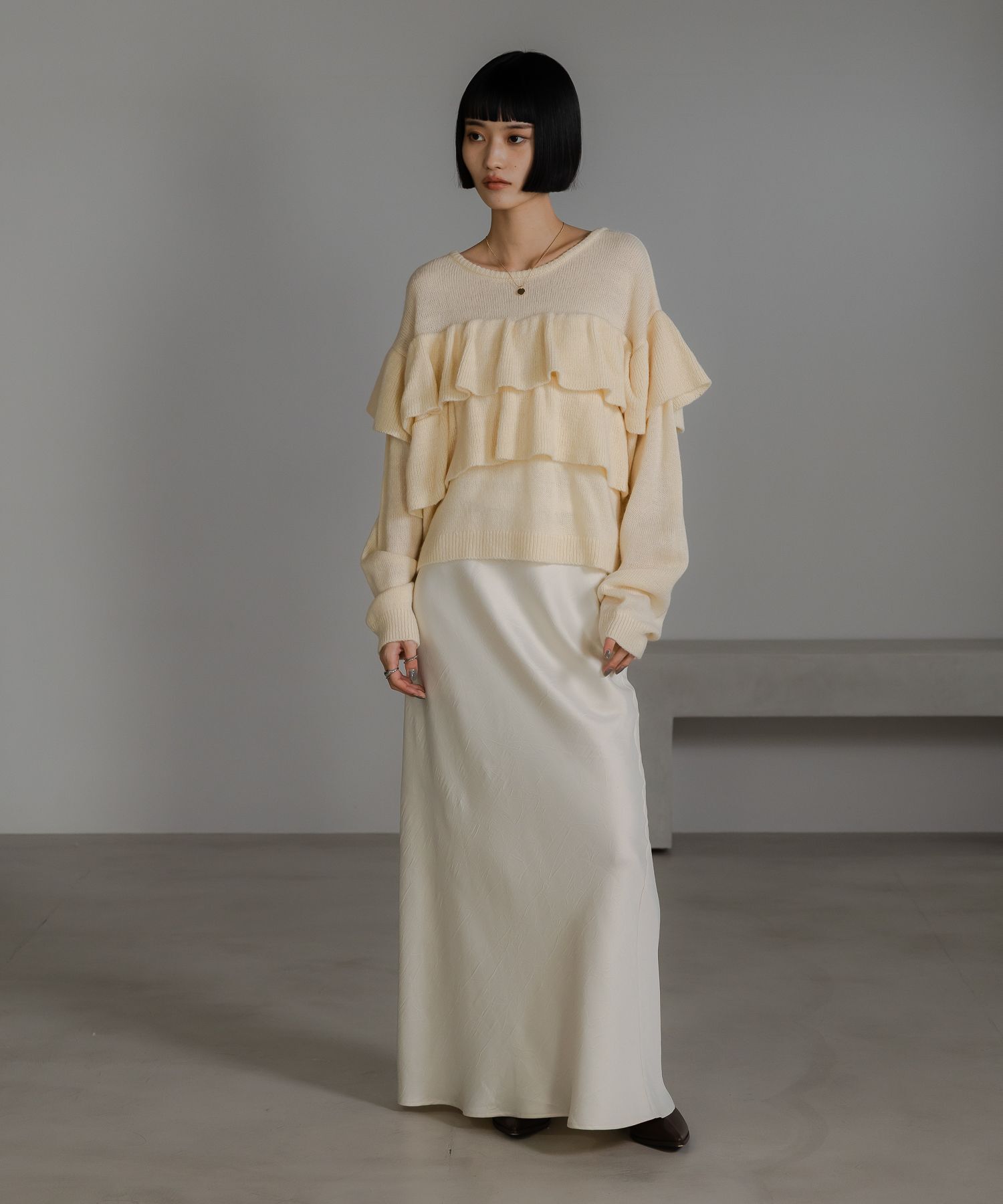 LOWRYS FARM「フリルニットプルオーバーＬＳ」|ニット・セーター|