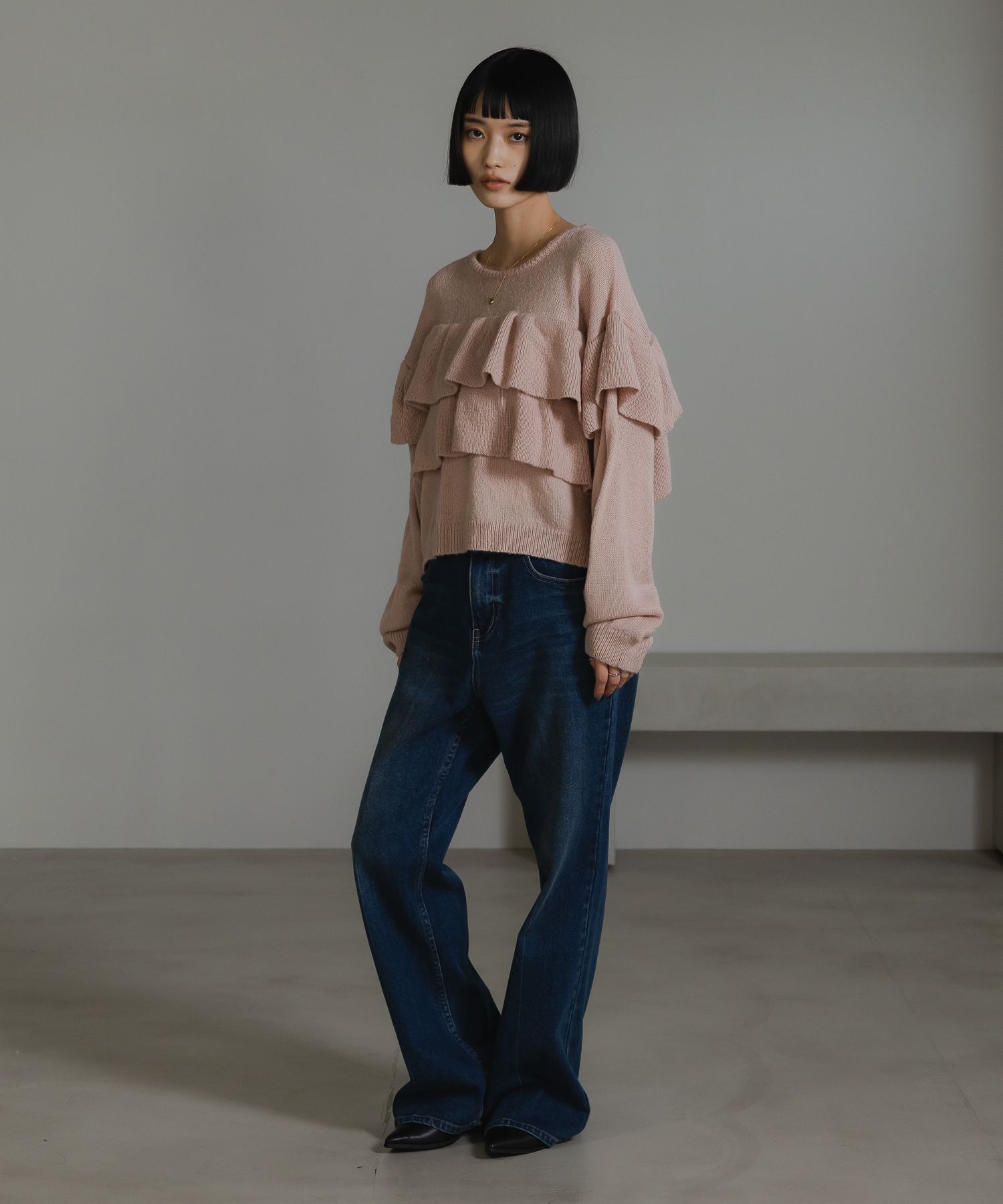 LOWRYS FARM「フリルニットプルオーバーＬＳ」|ニット・セーター|