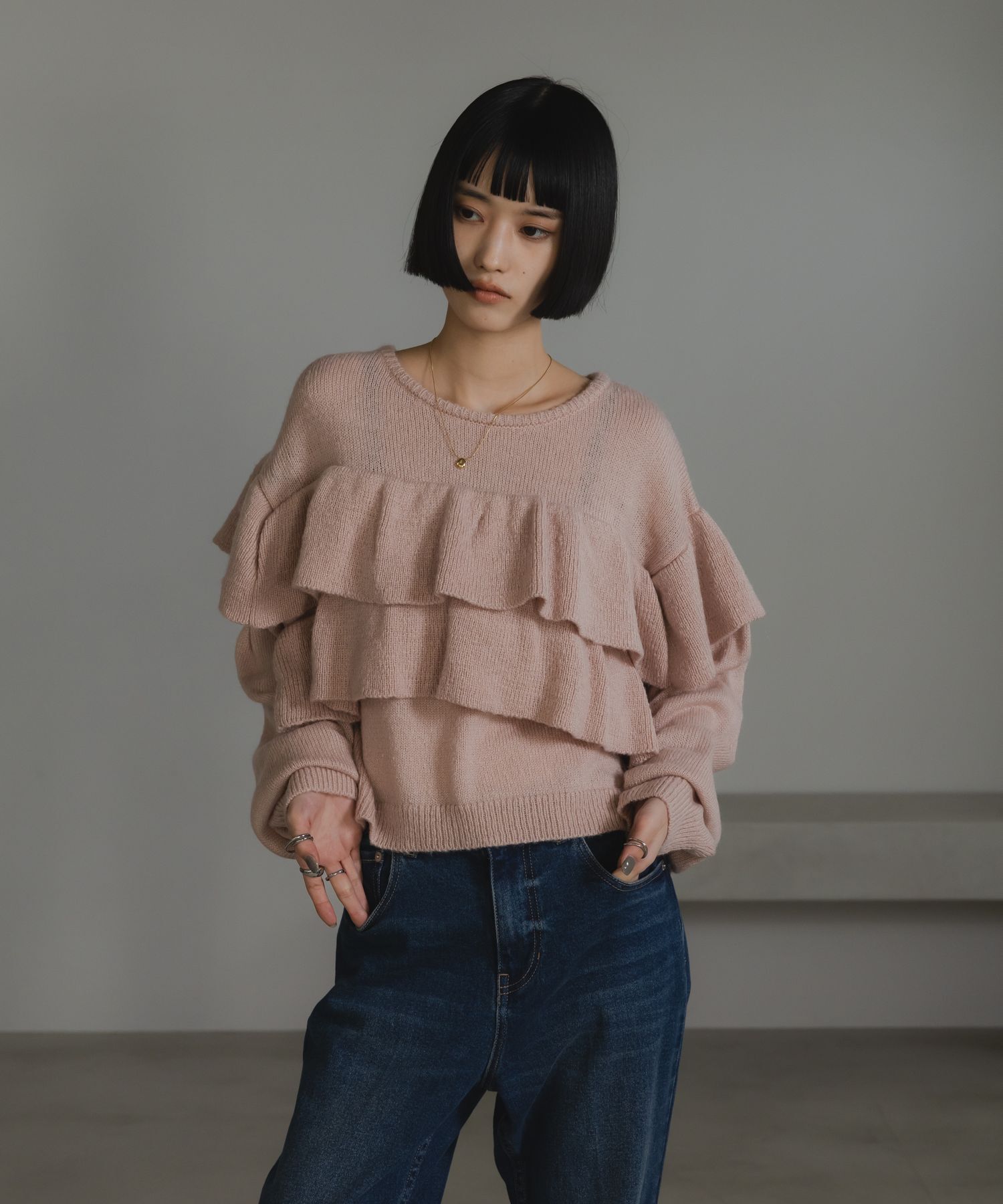 LOWRYS FARM「フリルニットプルオーバーＬＳ」|ニット・セーター|