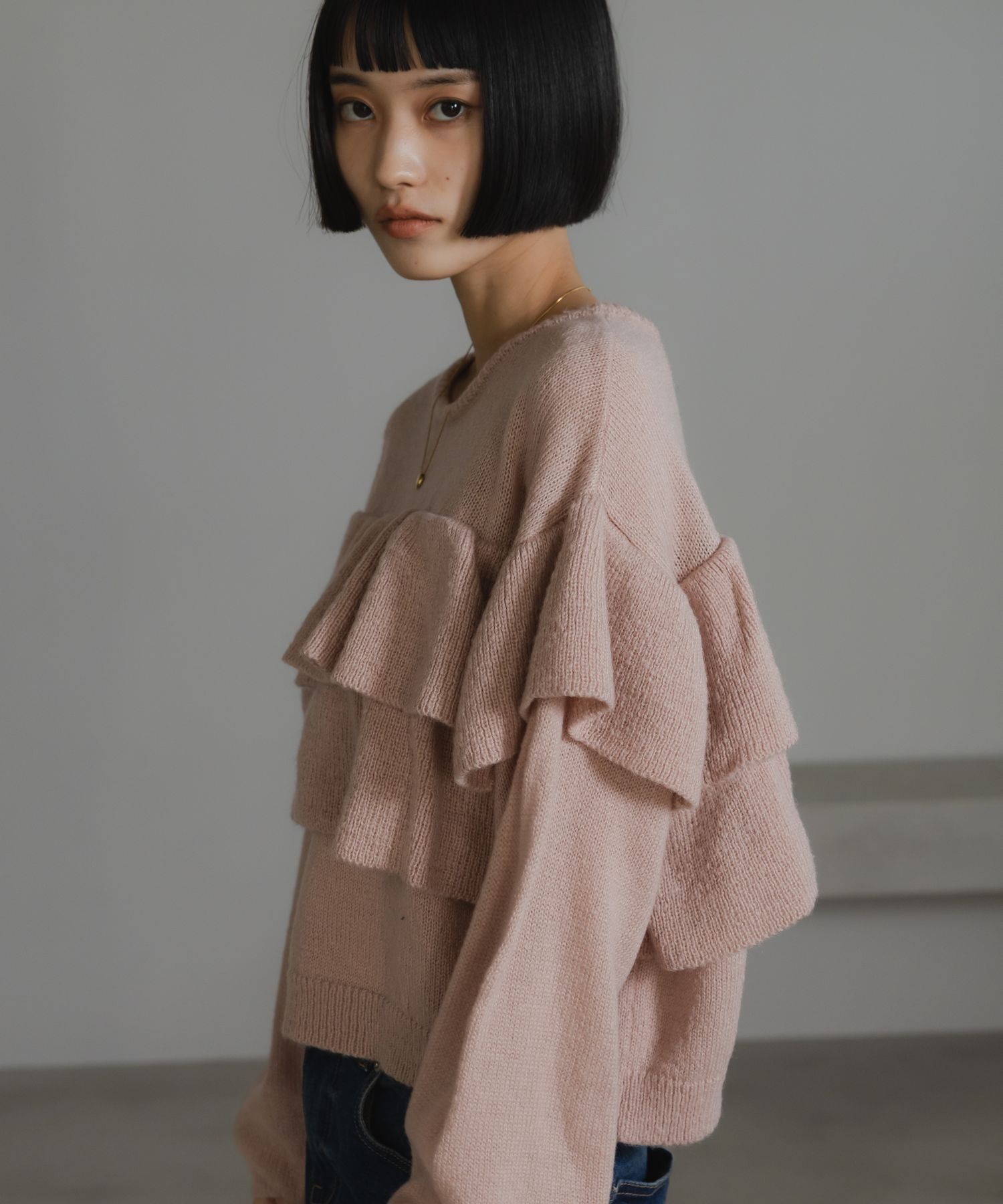 LOWRYS FARM「フリルニットプルオーバーＬＳ」|ニット・セーター|