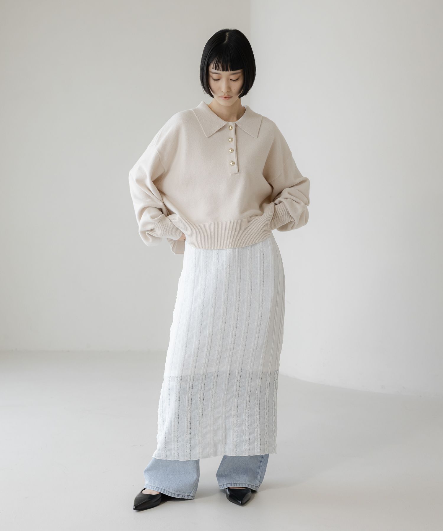 LOWRYS FARM「チビフリルカットタイトスカート」|スカート|