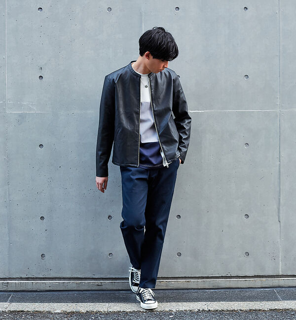 ABAHOUSE「【定番】ネオレザー シングル ライダース」|ライダースジャケット|