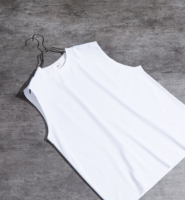 ABAHOUSE「【SORONA】接触冷感 ノースリーブ Tシャツ」|キャミソール|ホワイト