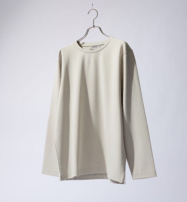 ABAHOUSE「【SMART CLOSET】抗菌防臭 ポンチクルーネック 長袖Tシャツ」|Tシャツ・カットソー|グレージュ