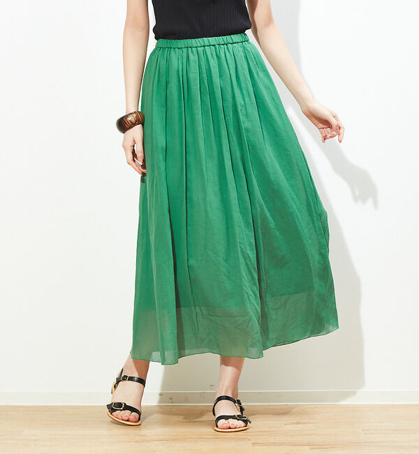 Rouge vif「ギャザーロングスカート」|スカート|グリーン