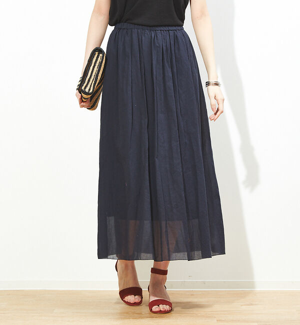 Rouge vif「ギャザーロングスカート」|スカート|ダークネイビー
