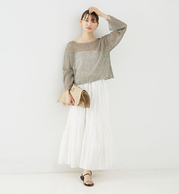 Rouge vif「コットンボイルスモッキングマキシスカート」|スカート|