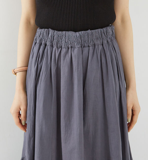 Rouge vif「コットンボイルスモッキングマキシスカート」|スカート|