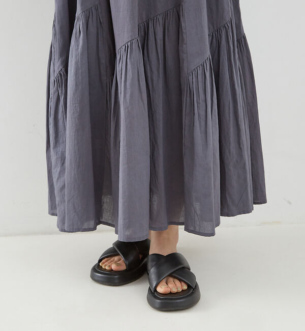 Rouge vif「コットンボイルスモッキングマキシスカート」|スカート|