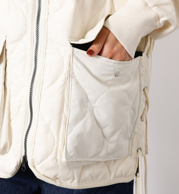 Rouge vif「【TAION / タイオン】ミリタリー VネックWジップレースアップ ダウンベス」|ダウン|