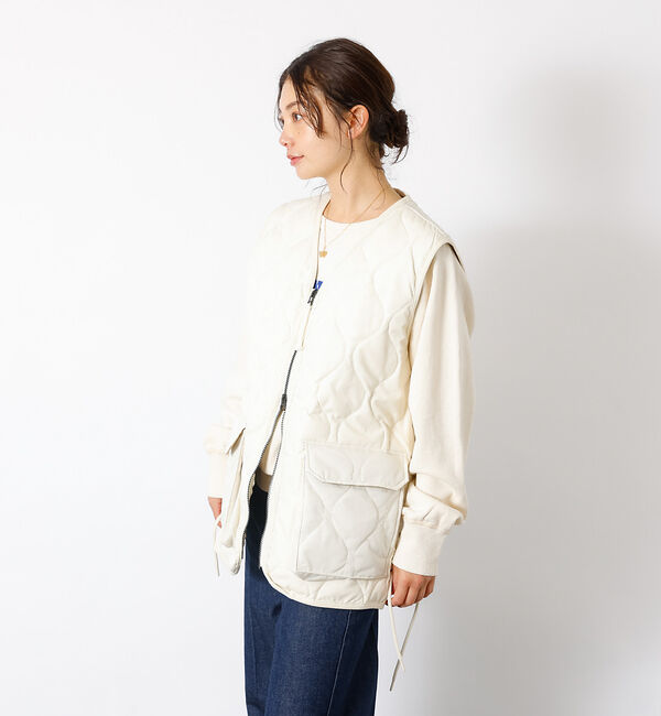 Rouge vif「【TAION / タイオン】ミリタリー VネックWジップレースアップ ダウンベス」|ダウン|