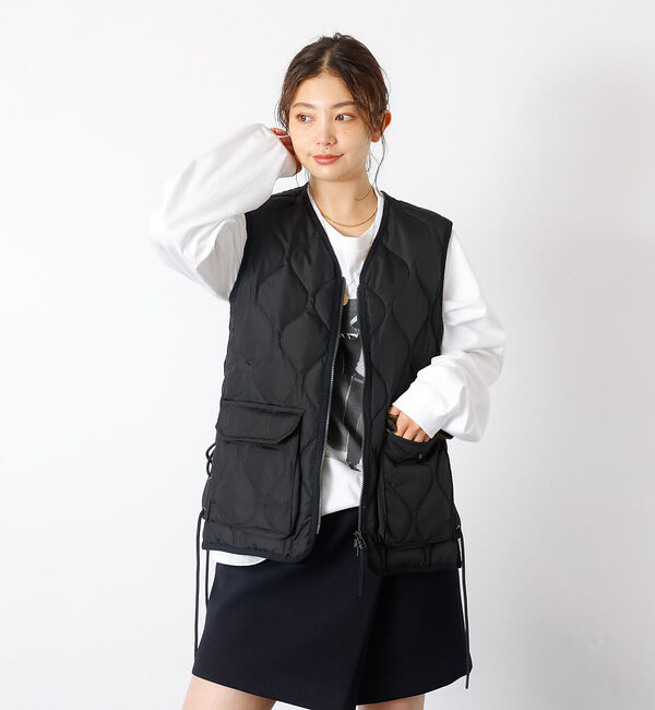 Rouge vif「【TAION / タイオン】ミリタリー VネックWジップレースアップ ダウンベス」|ダウン|