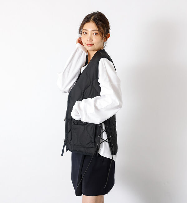 Rouge vif「【TAION / タイオン】ミリタリー VネックWジップレースアップ ダウンベス」|ダウン|