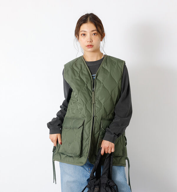 Rouge vif「【TAION / タイオン】ミリタリー VネックWジップレースアップ ダウンベス」|ダウン|