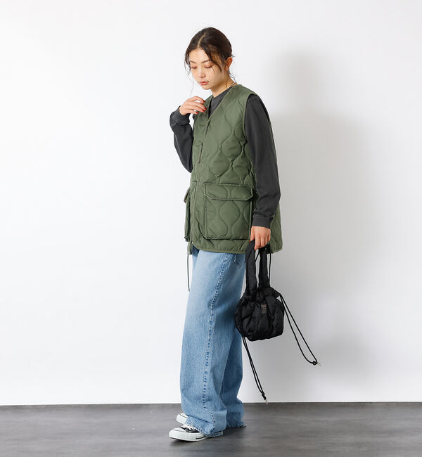 Rouge vif「【TAION / タイオン】ミリタリー VネックWジップレースアップ ダウンベス」|ダウン|