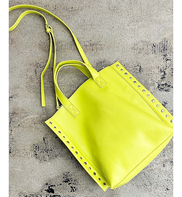 Rouge vif「【cheek/チーク】2WAY トートバッグ / リベット / フェイクレザー」|トートバッグ|イエロー