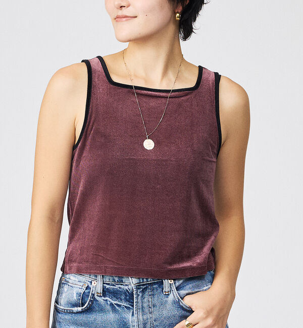 Rouge vif「【Keena/キーナ】ベルベットタンクトップス/トップス/ベロア/レイヤード【W」|キャミソール|ブラック系その他2