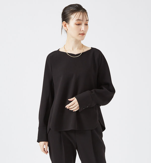 qualite「【セットアップ対応】ダブルクロスブラウス」|シャツ・ブラウス|ブラック