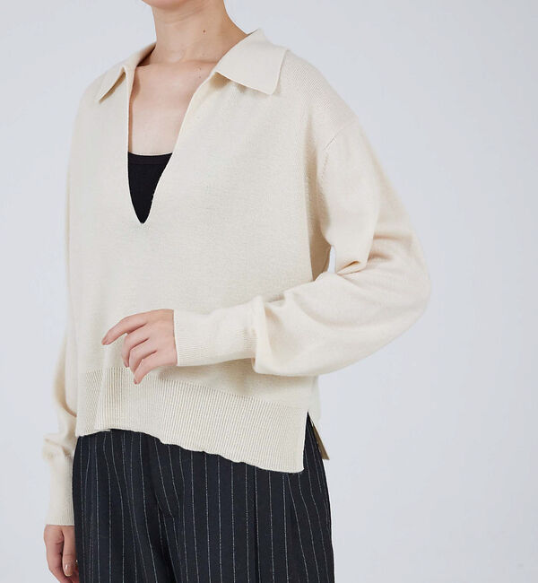 qualite「シャツカラーニットプルオーバー」|ニット・セーター|