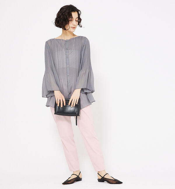 qualite「ランダムプリーツフレアーブラウス」|シャツ・ブラウス|
