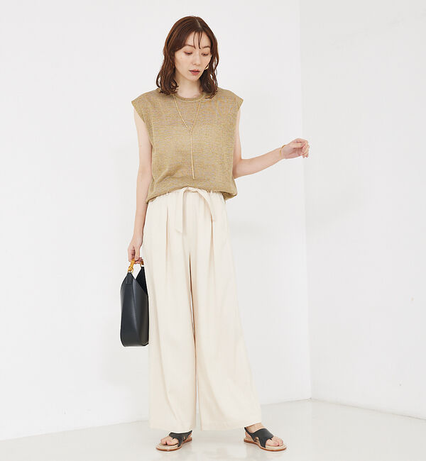 qualite「【大人の上品なシアー】ラメクルーネックニット」|キャミソール|